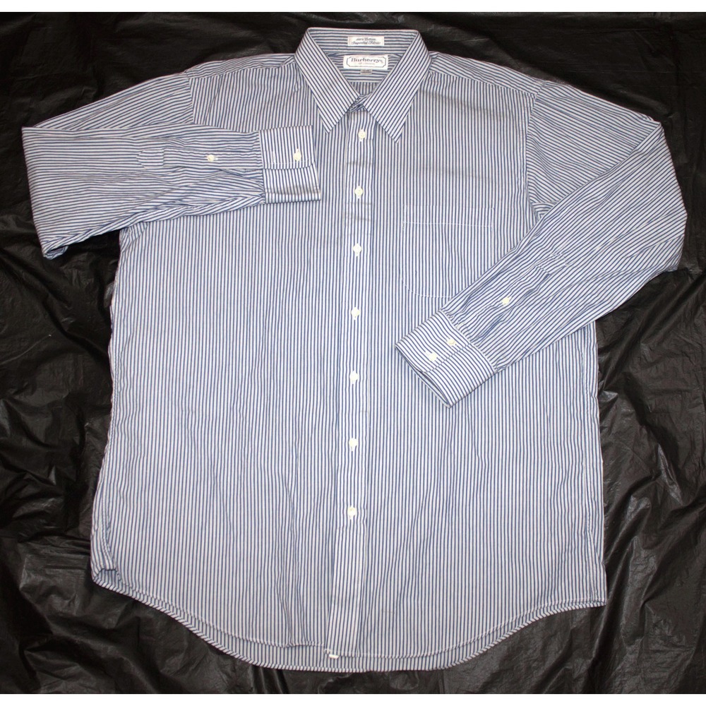 Burberrys Of London Mens Long Sleeve Button Front Striped Shirt Size 17-36 USA